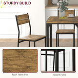 HOMCOM 3 Piece Compact Dining Table & 2 Chairs Set with Wood-Effect Finish – Small Space Dining, Rustic Brown