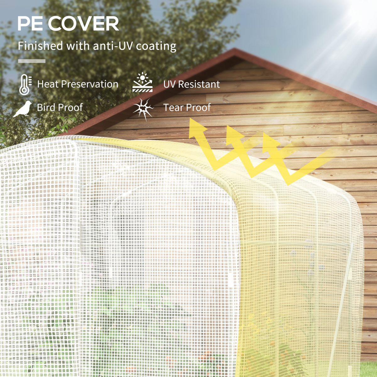 Outsunny 3 x 2 x 2m Polytunnel Greenhouse with Hinged Door, UV-Protective PE Cover & Galvanised Steel Frame