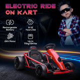 HOMCOM 24V Electric Go Kart for Kids with Music, Horn & Slow Start – Drifting Ride-On, Red