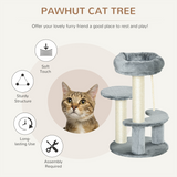 Pawhut Cat Tree with 2 Perches, Sisal Scratching Posts & Hanging Rope – Kitty Activity Play Centre