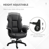 Piped PU Leather High Back Gaming Office Chair with 150° Recline & Rocking Function – Home Office Chair, Black