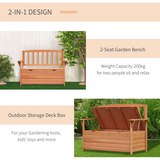 Outsunny Garden Storage Bench with 164L Hidden Storage – All-Weather Solid Fir Wood Seat Box, 200kg Capacity