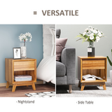 HOMCOM Bedside Table with Drawer & Bottom Shelf – Wood-Effect MDF Storage Organiser for Bedroom