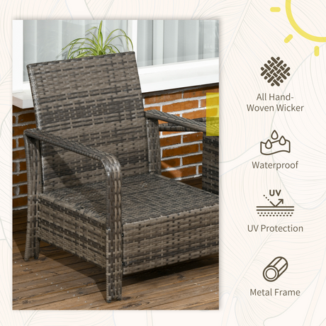 Outsunny Rattan Sofa Set in garden setting