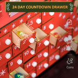 HOMCOM Advent Calendar with 24 Fillable Drawers – Santa Sleigh Christmas Countdown Calendar, Red