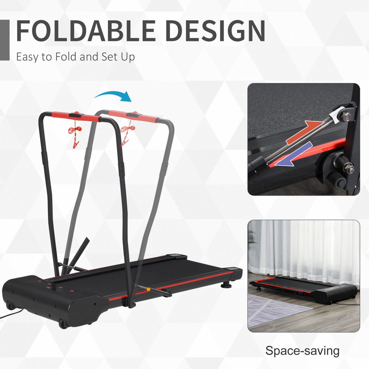 HOMCOM Folding Walking Machine with LED Display & Remote Control, 1–6km/h – Home Jogging Treadmill