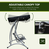 Outsunny 3 Person Steel Garden Swing Chair with Adjustable Canopy – Freestanding Patio Seat, Black