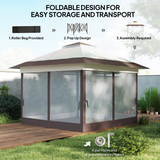 Outsunny Folding Canopy Tent with 3-Level Adjustable Height, Mesh Side Walls & Roller Bag – Portable Shelter