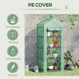 4-Tier Mini Greenhouse with Zipped Roll-up Door – Steel Frame Plant Grow House, 70 x 50 x 160cm, Dark Green