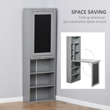 Folding Convertible Desk with Bookcase & Blackboard – 3-in-1 Workstation for Home Office and Kids' Room