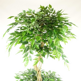 Leaf Artificial Twisted Trunk Ficus Tree, 180cm Triple Ball Topiary with 1984 Leaves & Metal Planter, Gold