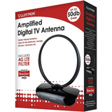 Lloytron Active Indoor Loop TV Antenna with 50dB Gain – Freeview HD Compatible, Piano Black