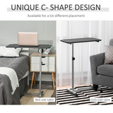 HOMCOM C-Shaped Mobile Sofa & Bedside Table with Lockable Casters – Laptop Side Table