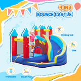 Kids Inflatable Bouncy Castle with Slide, Pool, Trampoline, Climbing Wall & Blower – Outdoor Play, Ages 3-8