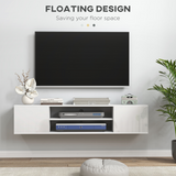 HOMCOM Wall-Mounted Floating TV Unit for TVs up to 60" with Shelves & Cabinets – High Gloss White