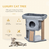 Pawhut Multilevel Cat Tree with Cat House, Jute Scratching Pad and Hanging Toy Ball – Plush Activity Centre, Grey