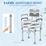 HOMCOM Shower Stool with Padded Seat, Drainage Holes & Aluminium Frame – 136kg Capacity, Adjustable Height