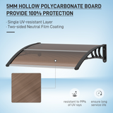 Outsunny Curved Polycarbonate Door & Window Canopy Awning, UV and Water Resistant – Brown