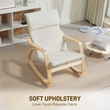 HOMCOM High Back Relax Rocking Chair with Padded Seat & Linen-Feel Fabric – Cream White