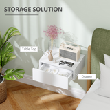 HOMCOM Floating Bedside Table with Drawer – Wall-Mounted Space-Saving Nightstand for Bedroom, White