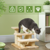 Pawhut 3-Step Pet Stairs with Plush Cover – Portable Cat and Dog Steps for Older and Small Pets