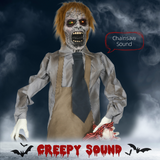 HOMCOM Life Size Animatronic Chainsaw Halloween Decoration with Motion Sensor & Sounds – Khaki