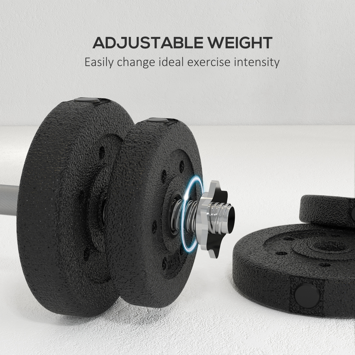HOMCOM 30kg Adjustable Dumbbell Set with Connecting Rods & Non-Slip Grips – Home Gym Hand Weights, Black