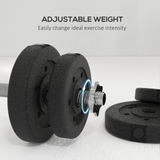 HOMCOM 30kg Adjustable Dumbbell Set with Connecting Rods & Non-Slip Grips – Home Gym Hand Weights, Black