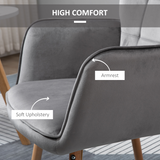 HOMCOM Velvet-Touch Tufted Wingback Accent Armchair with Wooden Legs – Living Room and Bedroom Chair, Grey
