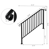 Artisasset Matte Black Galvanised Iron Handrail for 4 or 5 Garden Steps – Outdoor Stair Rail with Fixings