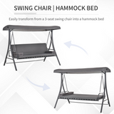 Outsunny 2-in-1 3 Seater Garden Swing Bench and Hammock Bed with Adjustable Canopy – Grey