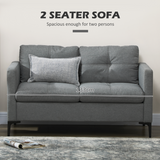 HOMCOM Modern 2-Seater Linen-Look Loveseat with Padded Seat & Back – Compact Sofa, Grey
