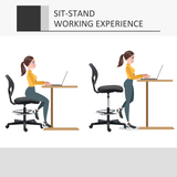 Vinsetto Tall Draughtsman Chair with Footrest Ring & Mesh Back – Drafting Stool for Standing Desks, Black