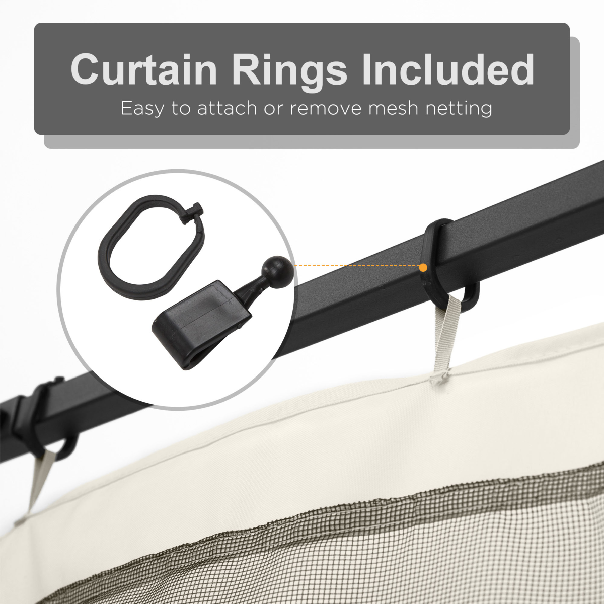 Outsunny Four-Panel Gazebo Replacement Screen with Zip Closure – Polyester Fabric & Nylon Mesh Bug Protection