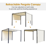 Outsunny 3 x 3m Retractable Metal Pergola with Adjustable Canopy & Steel Frame – Garden Gazebo