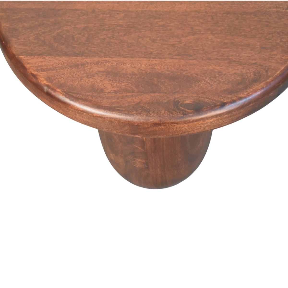Artisan Furniture Clara Sculpted Solid Mango Wood Coffee Table with Pillar Legs – Winewood Oak, Brown