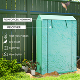 Mini Greenhouse with 3-Tier Shelf & Roll-up Zipped Door – Steel Frame Plant Grow House, 100 x 40 x 150cm, Green