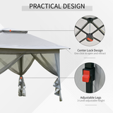Outsunny 3.6x3m Foldable Pop-Up Party Canopy with Steel Frame, Mesh Sidewalls & Roller Bag