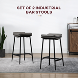 HOMCOM Upholstered Breakfast Bar Stools with Curved Seats & Footrest – Set of 2 Kitchen Stools, Grey