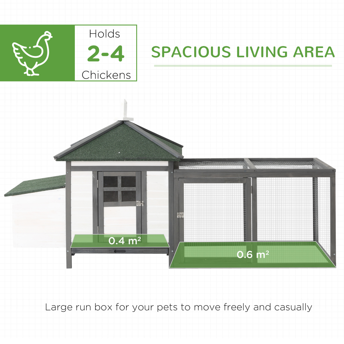 PawHut Wooden Chicken Coop with Nesting Box & Outdoor Run – Small Animal Cage for Backyard
