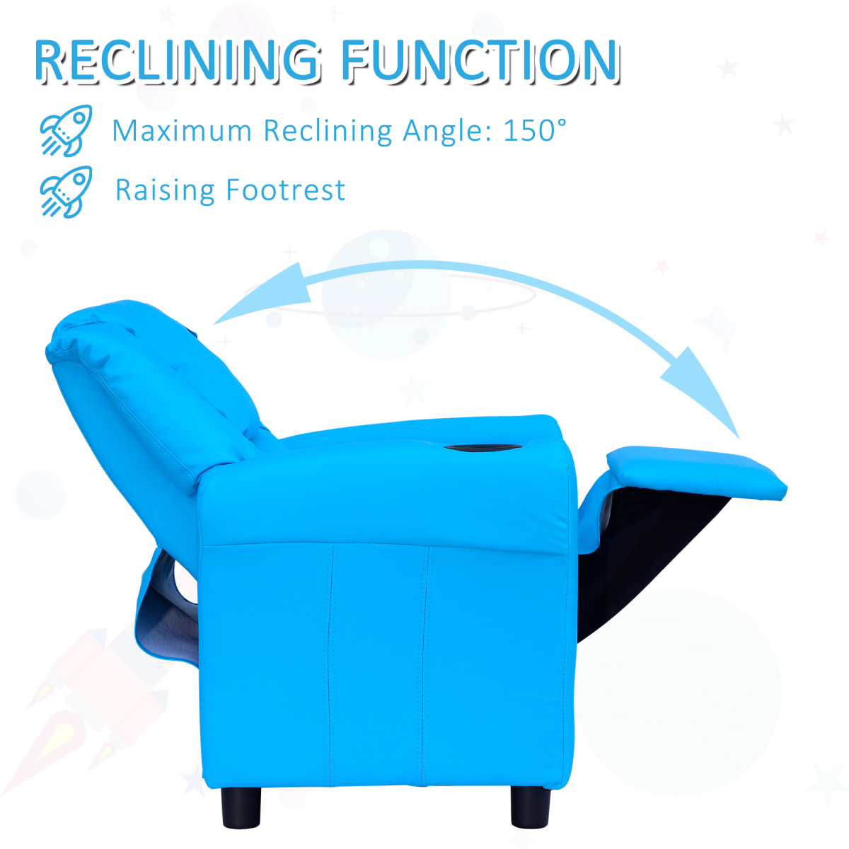 HOMCOM Kids Recliner Armchair with Footrest – Padded Mini Gaming Sofa for Games, TV and Reading