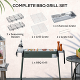 Outsunny Portable Charcoal Barbecue Grill with Two Storage Baskets, Hooks & Removable Legs – Garden BBQ