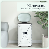 HOMCOM 30L Metal Pedal Bin with Soft-Close Lid and Removable Inner Bucket – Kitchen Waste Bin, Light Green