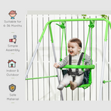 Outsunny Nursery Swing with Safety Seat Belt and Back Support, Powder-Coated Steel – Indoor & Outdoor, Green