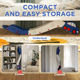 Kids Indoor Slide with Buffer Segment, HDPE Slide for Sofas & Beds – Ages 18-48 Months, Blue