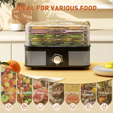 HOMCOM 5 Tier Food Dehydrator, 245W with Adjustable Temperature for Drying Fruit, Meat & Vegetables, Black