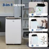 HOMCOM 14,000 BTU Portable Air Conditioner with Remote, 24H Timer and 3 Speeds – Cooling and Dehumidifying