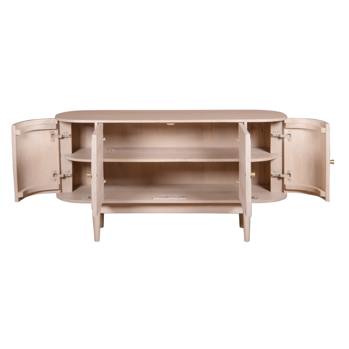 Valencia Cane & Mango Wood 4 Door Sideboard – Hand-Crafted Natural Storage Cabinet
