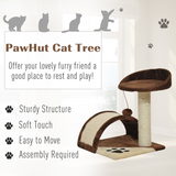 PawHut Cat Tree with Sisal Scratching Posts & Fun Ball Toy – Cosy Play and Rest Tower for Kittens, Brown