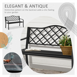 Outsunny 2-Seater Vintage Garden Bench with Steel & Cast Iron Frame, Slatted Seat – Matte Black